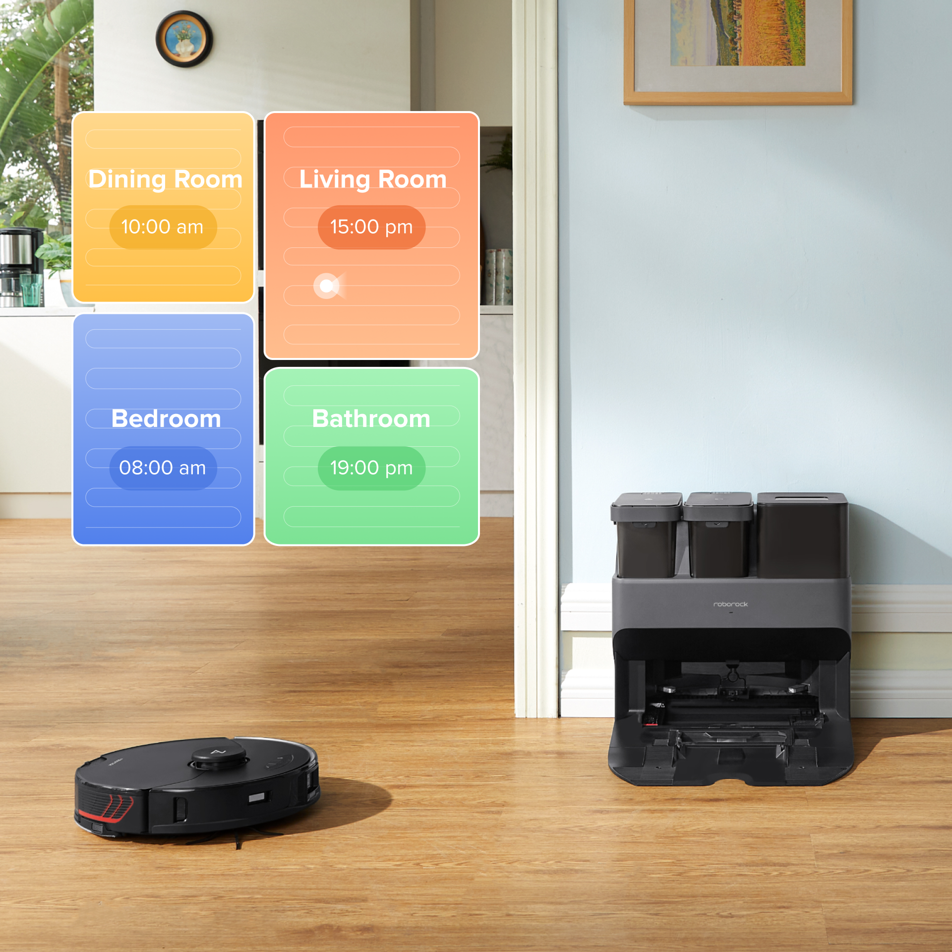 Roborock app controls advanced scheduling, suction power, and No-go Zone control without accessories