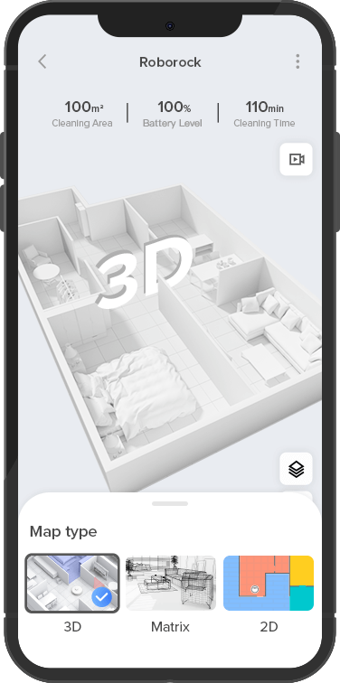 Navigate Roborock S7 MaxV with 3D map or Matrix map to clean