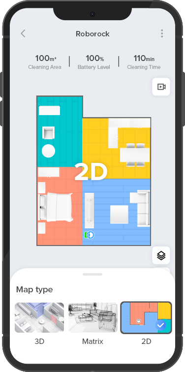 Navigate Roborock S7 MaxV with 3D map or Matrix map to clean